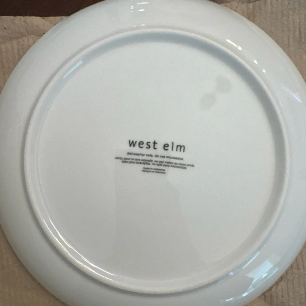 West Elm Thanksgiving White and silver Dinnerware Plate 8.5” Give